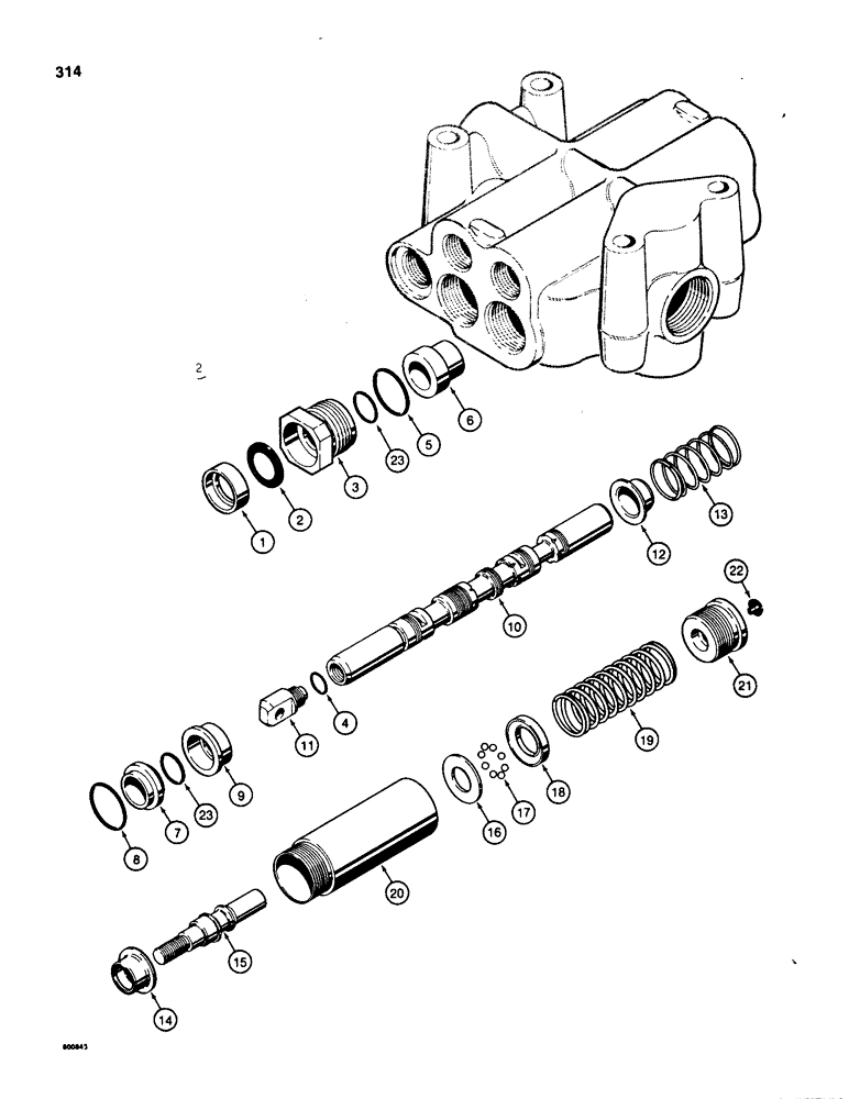 Схема запчастей Case 580SD - (314) - PARKER LOADER CONTROL VALVE, LOADER LIFT SPOOL (08) - HYDRAULICS