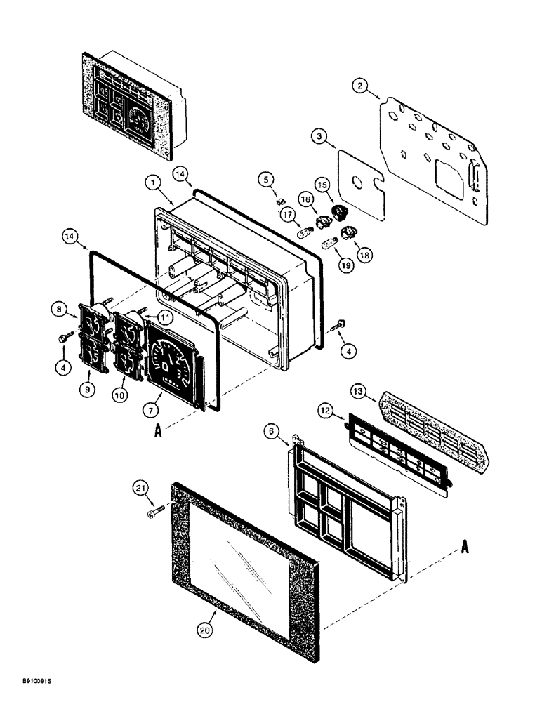 Схема запчастей Case 860 - (4-18) - INSTRUMENT CLUSTER ASSEMBLY - A187966 (04) - ELECTRICAL SYSTEMS