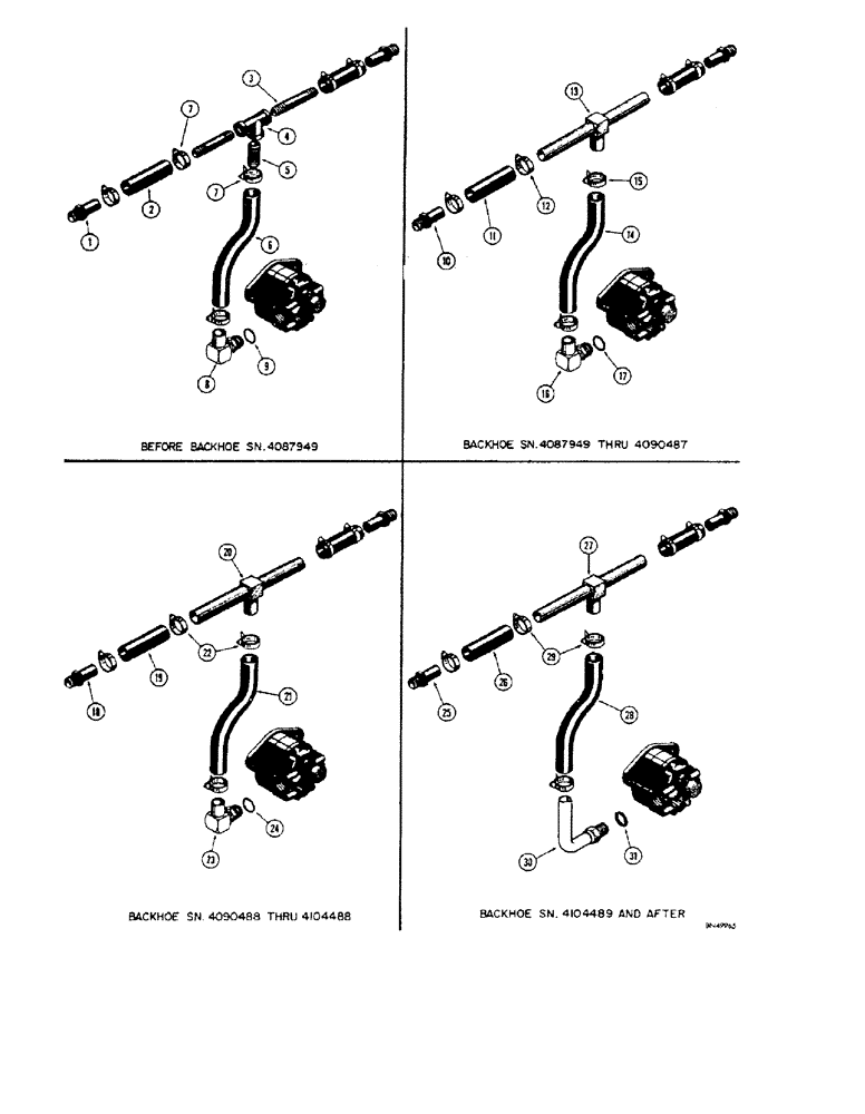 Схема запчастей Case 32 - (102) - RESERVOIR TO PUMP HYDRAULICS, BEFORE BACKHOE SN. 4087949 