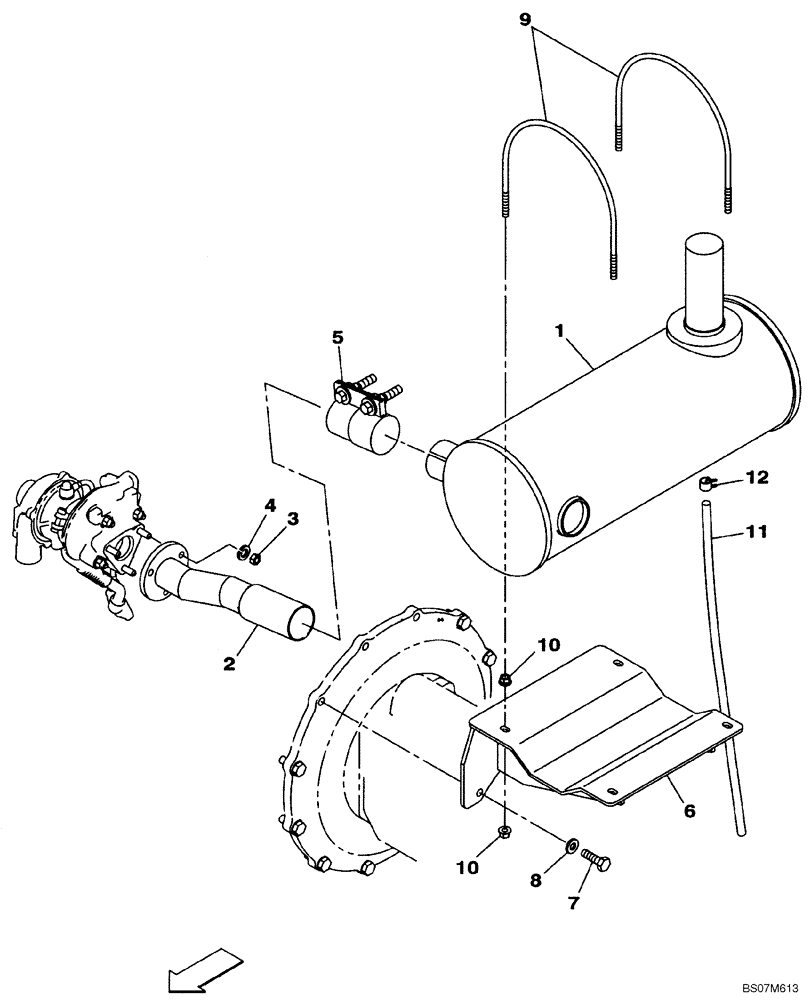 Схема запчастей Case CX80 - (02-03) - EXHAUST SYSTEM - MUFFLER (02) - ENGINE
