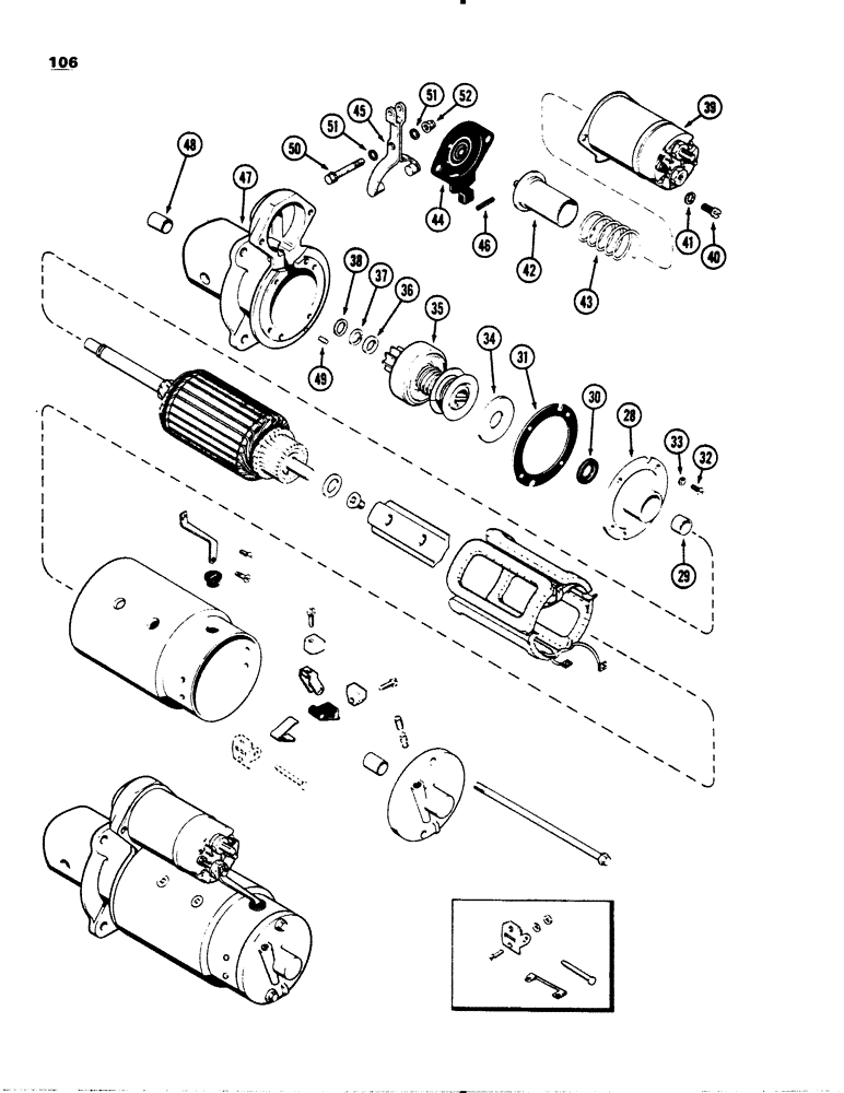 Схема запчастей Case 1845S - (106) - A39839 STARTER, (188) DIESEL ENGINE (55) - ELECTRICAL SYSTEMS