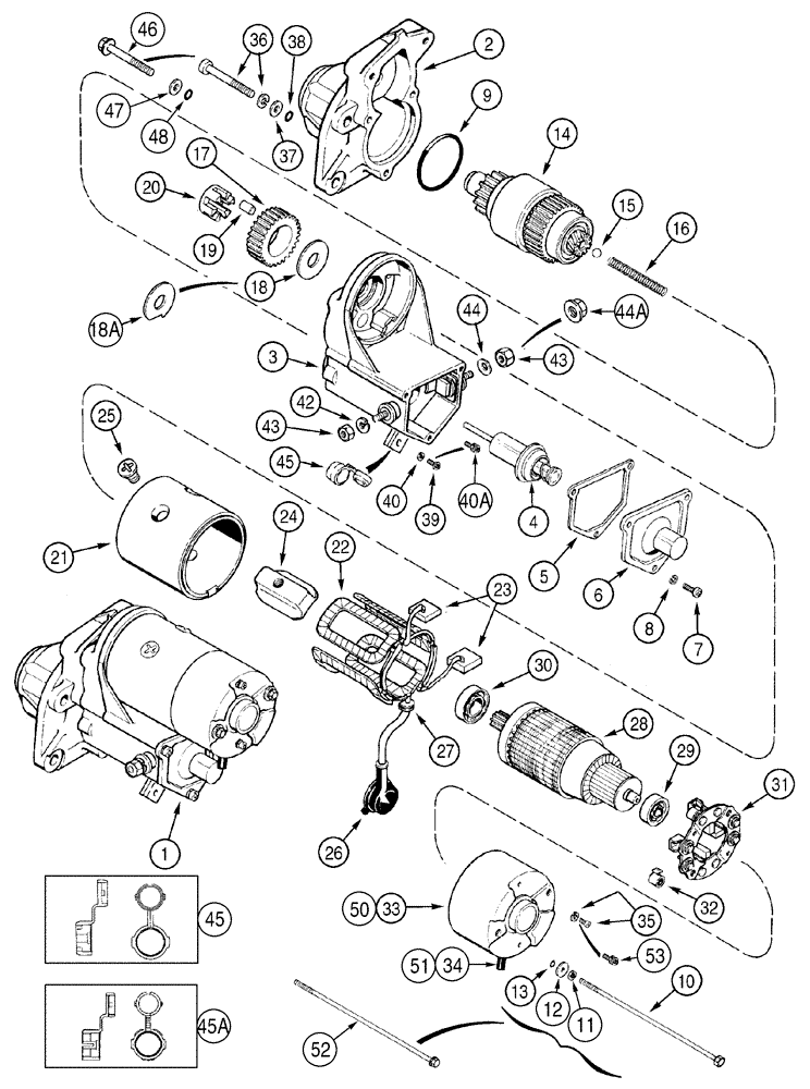 Схема запчастей Case 75XT - (04-01) - STARTER ASSY (04) - ELECTRICAL SYSTEMS