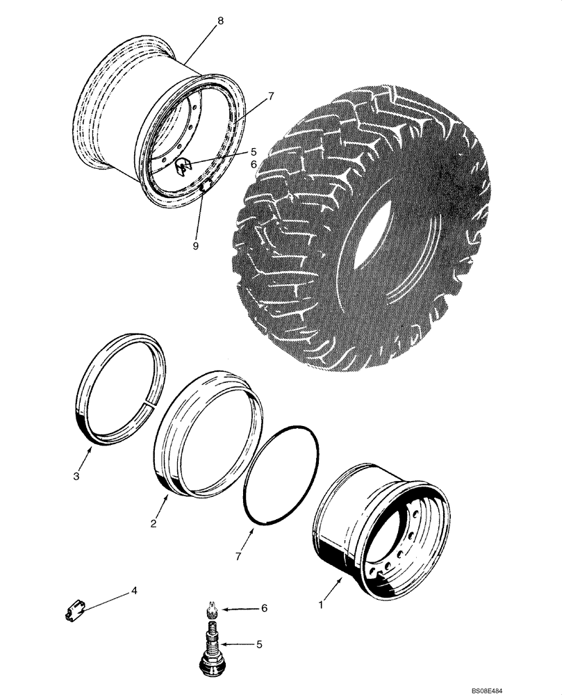 Схема запчастей Case 721F - (44.100.01) - WHEEL ASSY (44) - WHEELS