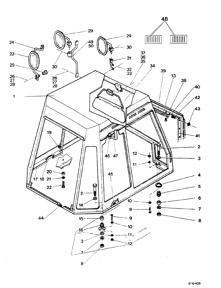 Схема запчастей Case 580F - (342) - CAB, MOUNTING PARTS (90) - PLATFORM, CAB, BODYWORK AND DECALS