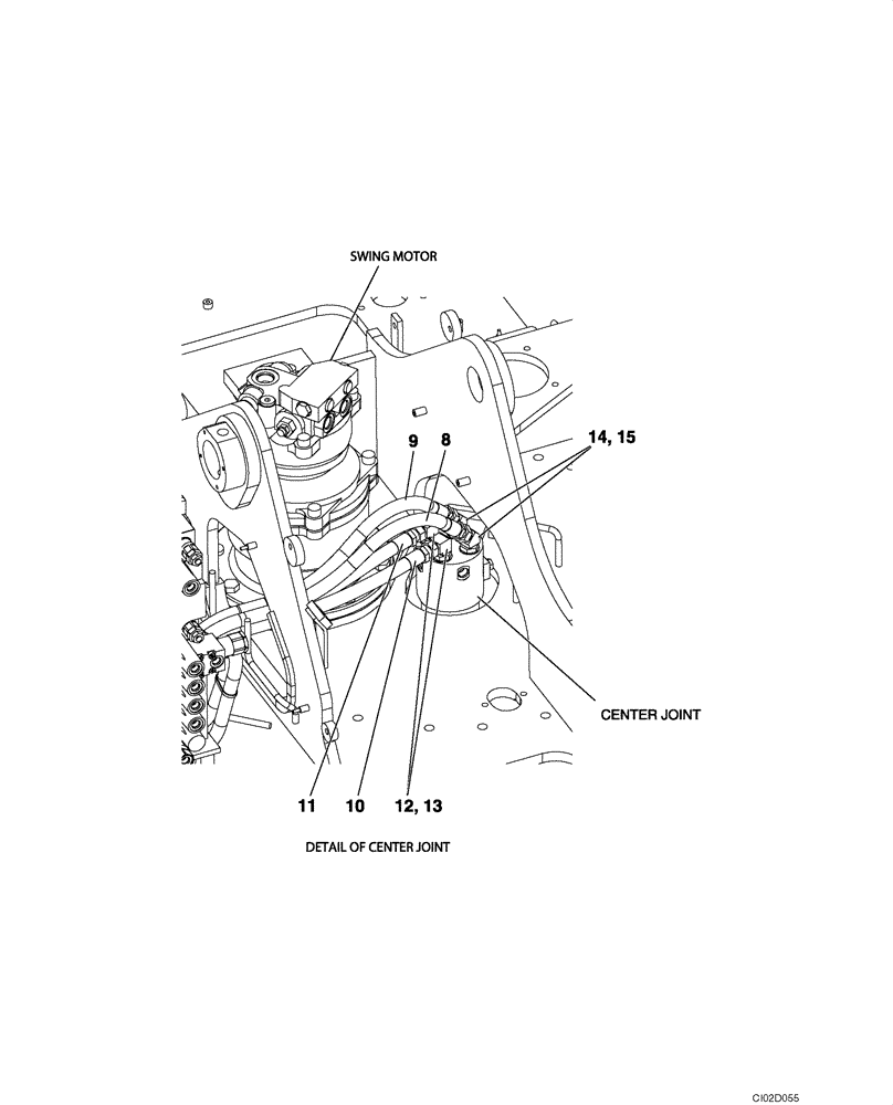 Схема запчастей Case CX75SR - (08-12) - HYDRAULICS - TRAVEL - JOINT, SWIVEL CENTER (08) - HYDRAULICS