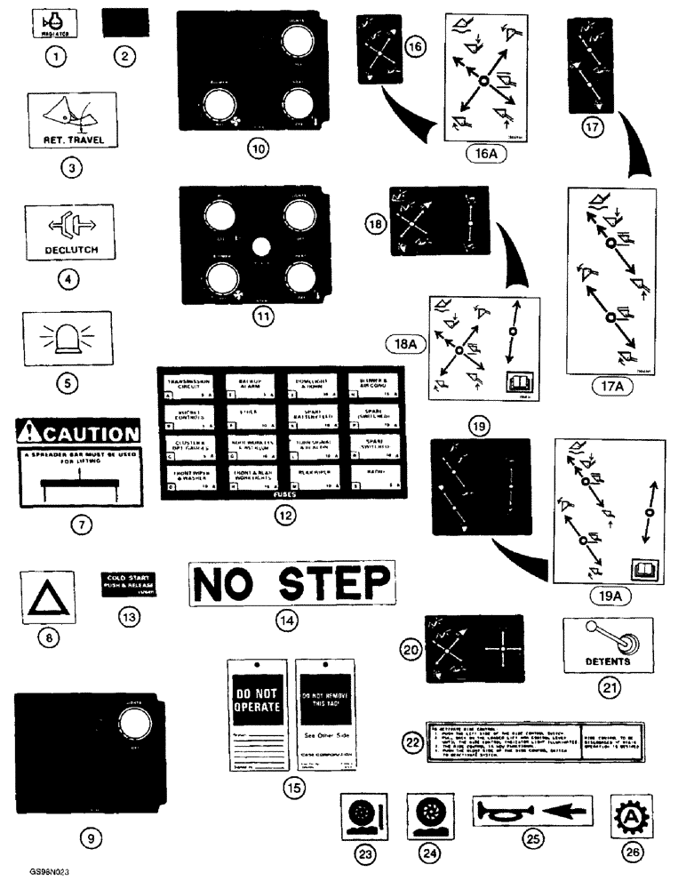 Схема запчастей Case 621B - (9-096) - DECALS (09) - CHASSIS/ATTACHMENTS