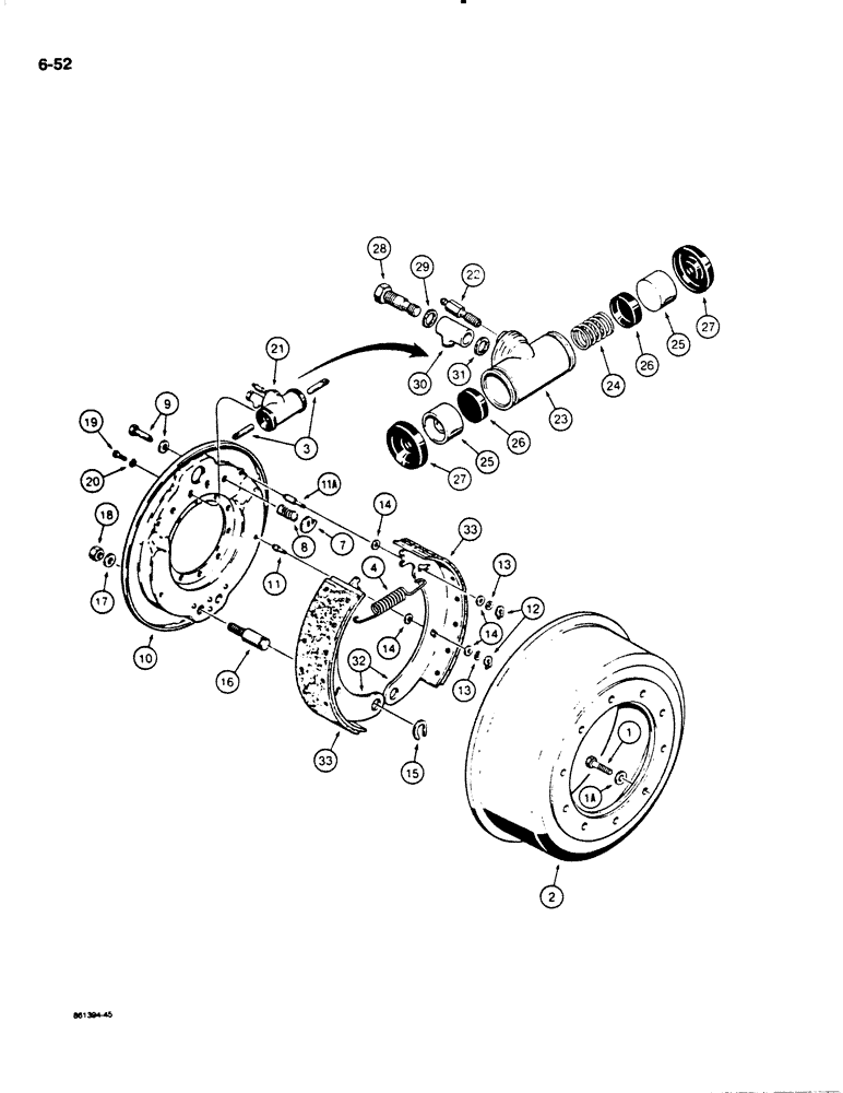 Схема запчастей Case W18B - (6-52) - W18B FRONT AND REAR AXLE BRAKES, USED WITH L103014 AND L112584 AXLES (06) - POWER TRAIN