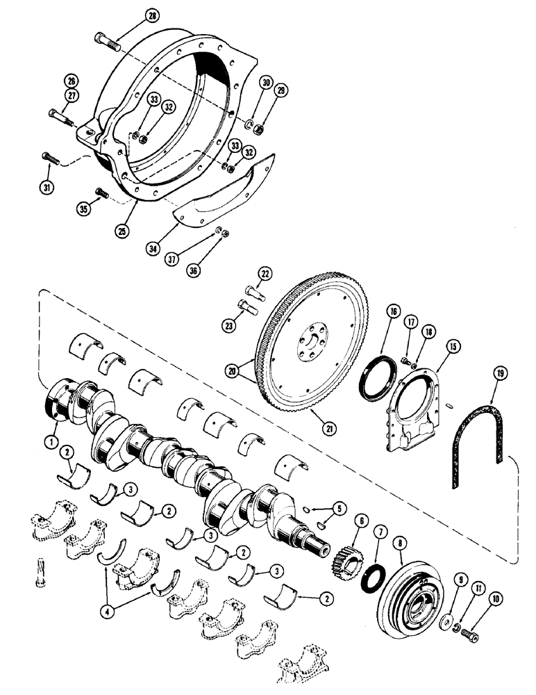 Схема запчастей Case W10C - (018) - CRANKSHAFT AND FLYWHEEL, (401) DIESEL ENGINE (02) - ENGINE
