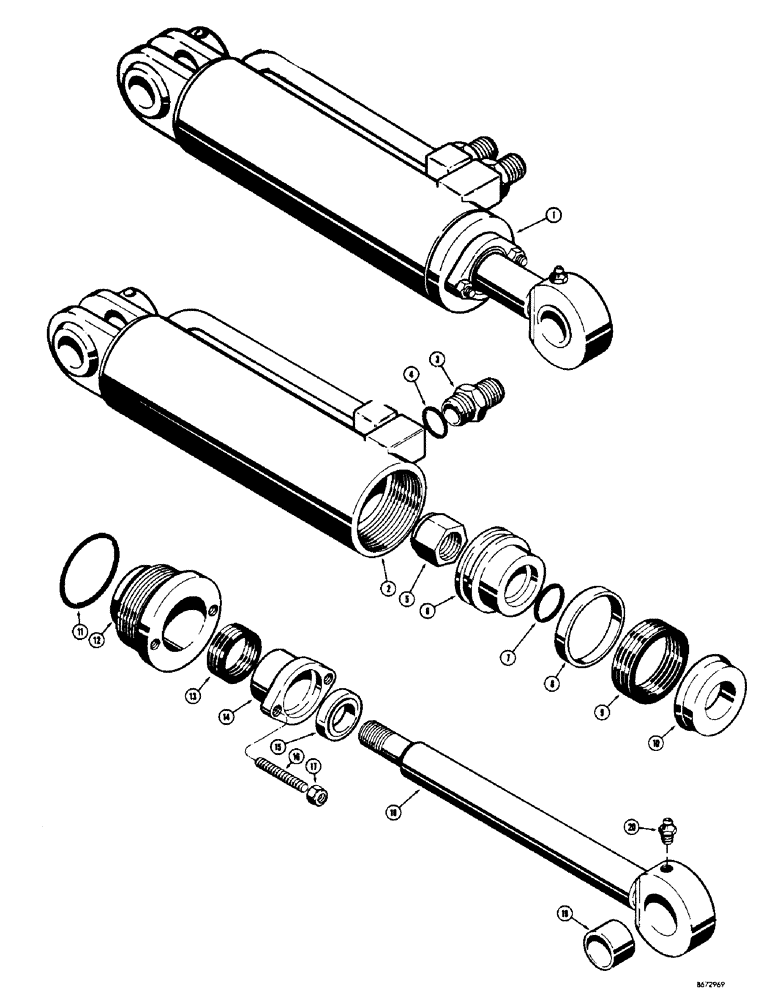 Схема запчастей Case W8C - (244) - A17668 AND A17669 DROTT CYLINDERS (08) - HYDRAULICS