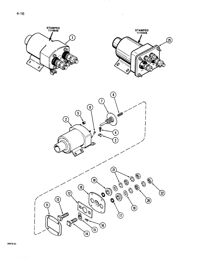 Схема запчастей Case W30 - (4-16) - STARTER SOLENOID (04) - ELECTRICAL SYSTEMS