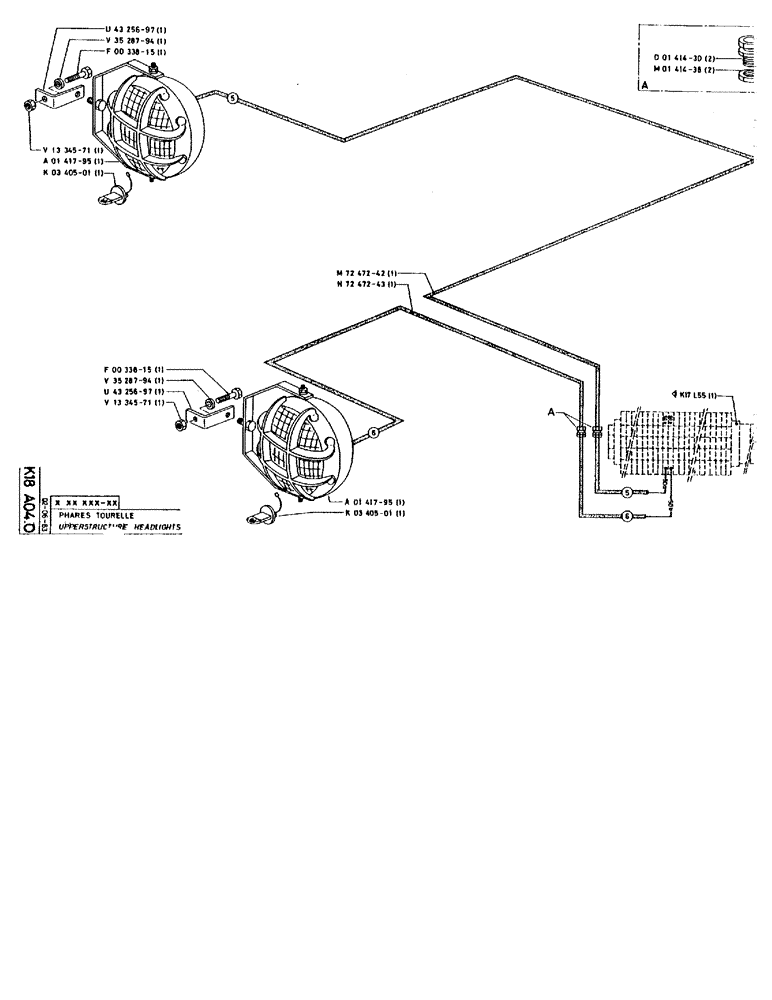 Схема запчастей Case 90BCL - (381) - UPPERSTRUCTIRE HEADLIGHTS (06) - ELECTRICAL SYSTEMS