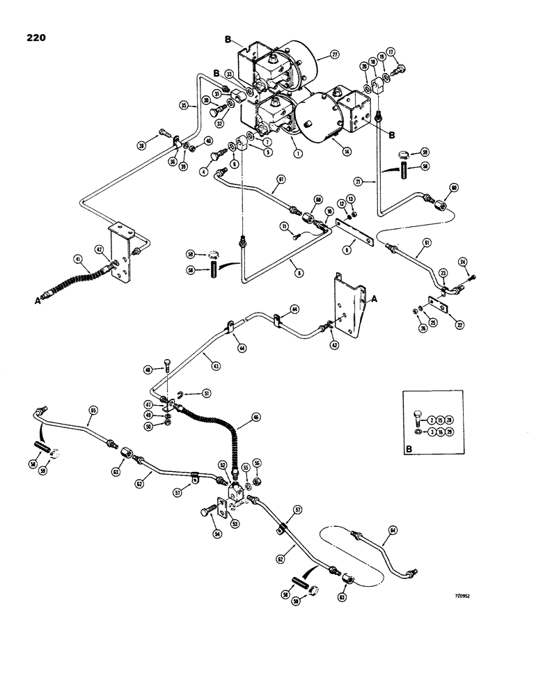 Схема запчастей Case W26B - (220) - BRAKE SYSTEM, BRAKE MASTER CYLINDERS TO WHEEL CYLINDERS (07) - BRAKES