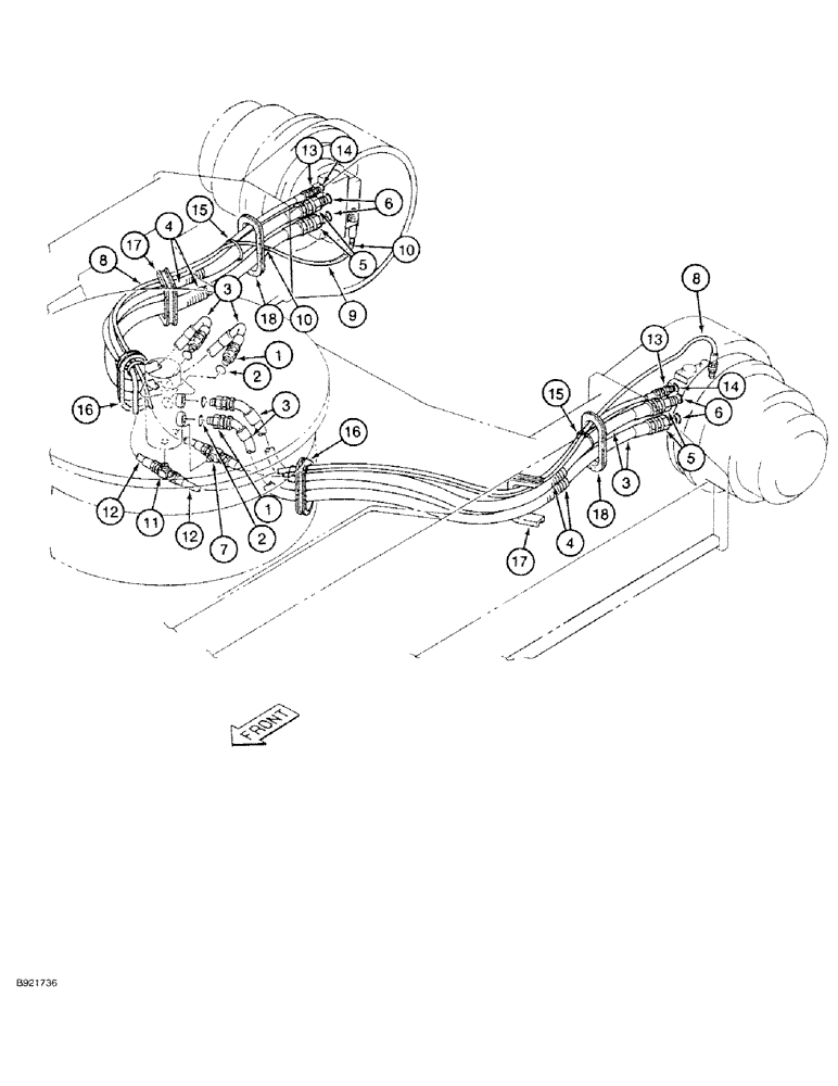 Схема запчастей Case 9030 - (6-16) - TRACK DRIVE HYDRAULIC CIRCUIT, SWIVEL TO TRACK DRIVE MOTORS (06) - POWER TRAIN