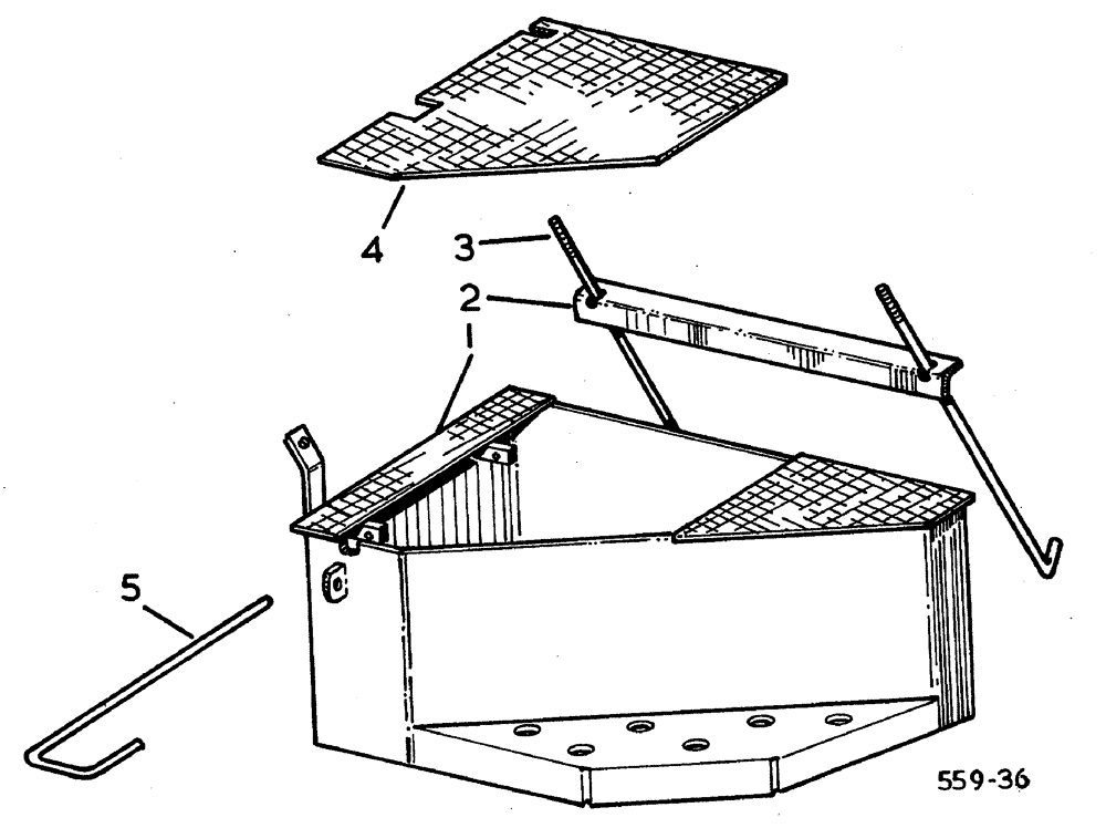 Схема запчастей Case 3400 - (057) - BATTERY TRAY AND TOOL BOX (55) - ELECTRICAL SYSTEMS