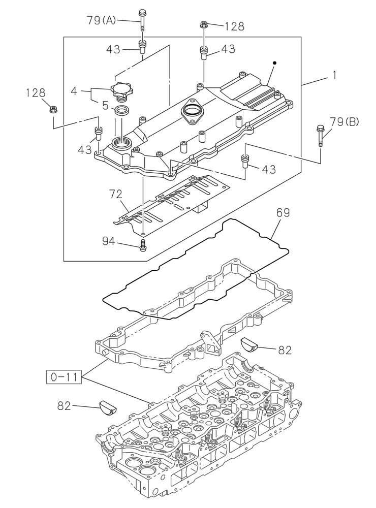 Схема запчастей Case CX210C LC - (10.101.02) - COVER - CYLINDER HEAD (10) - ENGINE