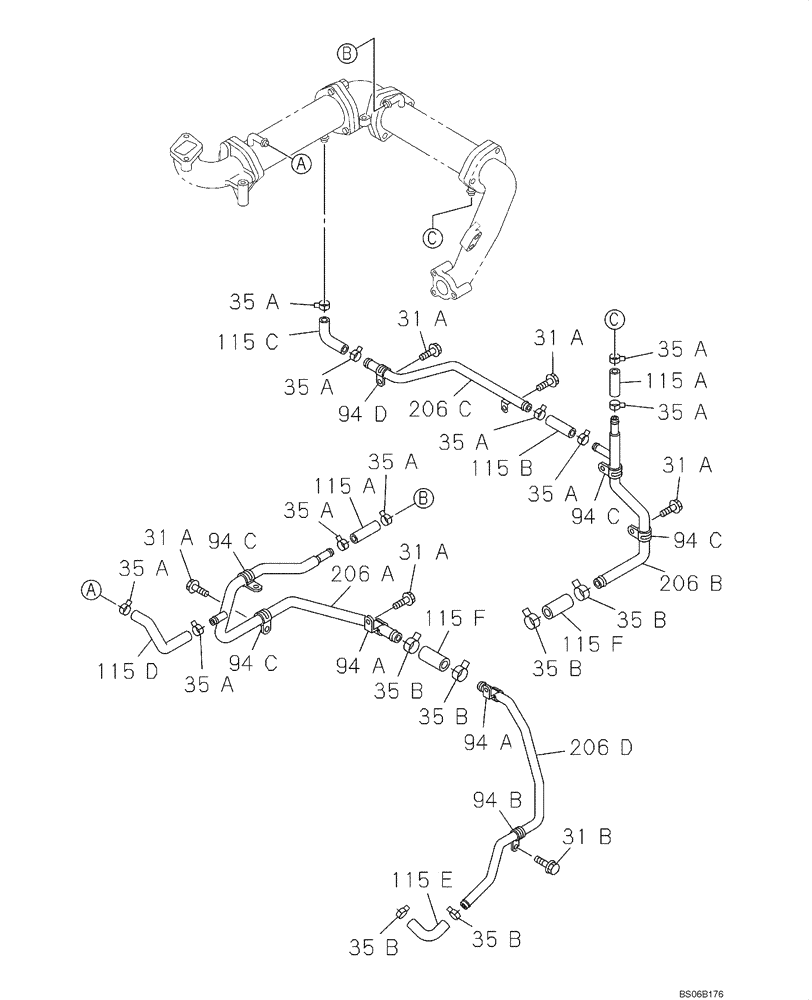 Схема запчастей Case CX800 - (02-032-02[01]) - ENGINE WATER CIRCUIT (02) - ENGINE