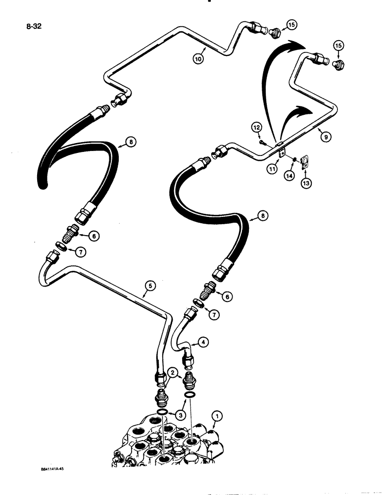 Схема запчастей Case W30 - (8-32) - CLAM BUCKET HYDRAULIC CIRCIUT (08) - HYDRAULICS