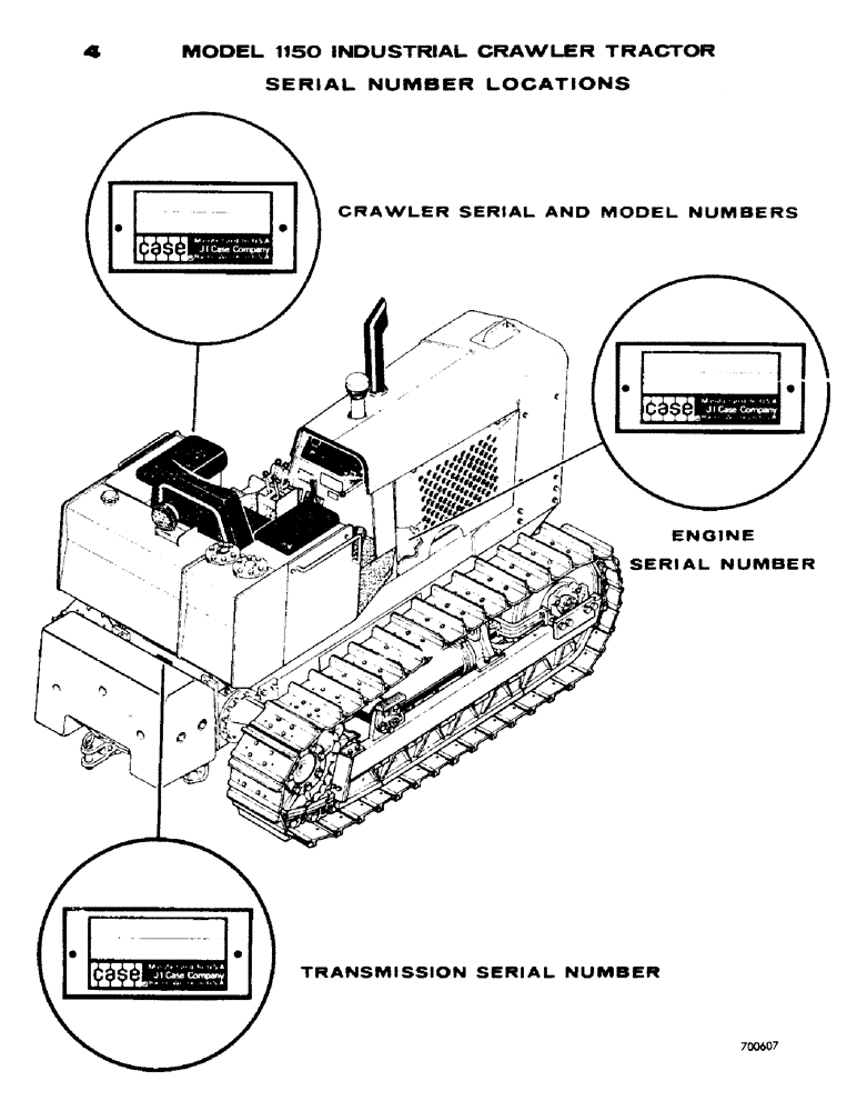 Схема запчастей Case 1150 - (004) - SERIAL NUMBER LOCATIONS (00) - GENERAL