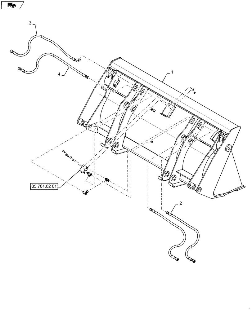 Схема запчастей Case 590SN - (35.701.02[02]) - HYDRAULICS - CYLINDER, LOADER BUCKET 4-IN-1 (35) - HYDRAULIC SYSTEMS