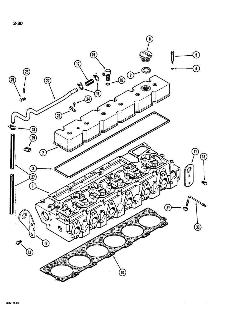 Схема запчастей Case W36 - (2-30) - CYLINDER HEAD COVER, 6TA-830 ENGINE (02) - ENGINE