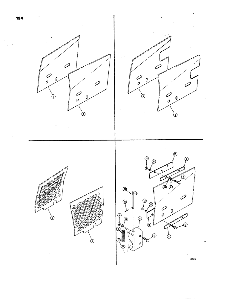 Схема запчастей Case 850 - (194) - SIDE SHIELDS AND BRUSH GUARDS, SIDE SHIELD (USED ON LOADER OR DRAWBAR MODELS ONLY) (05) - UPPERSTRUCTURE CHASSIS