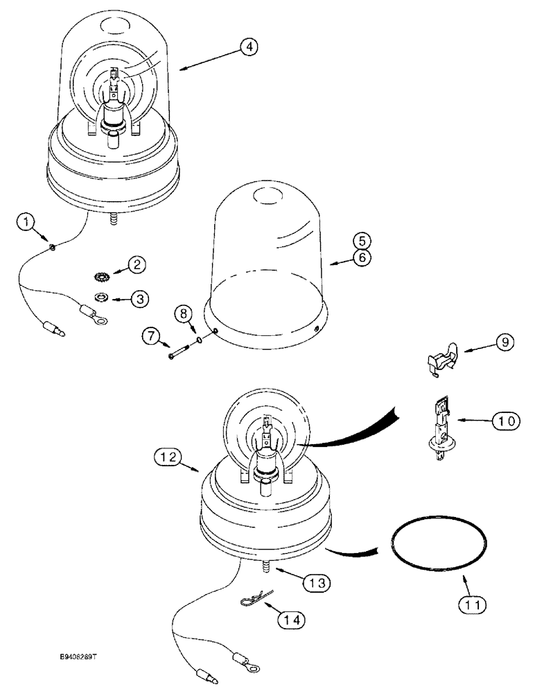 Схема запчастей Case 590L - (4-42) - ROTATING BEACON, USED ON CAB OR CANOPY MODELS (04) - ELECTRICAL SYSTEMS