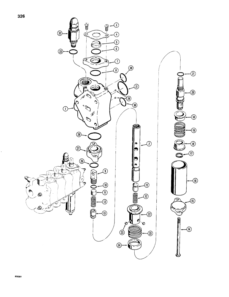 Схема запчастей Case 480C - (326) - THREE-POINT HITCH CONTROL VALVE, LIFT SECTION (35) - HYDRAULIC SYSTEMS