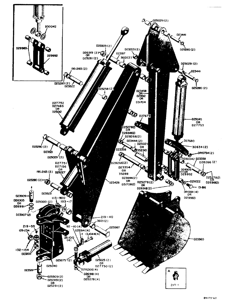 Схема запчастей Case 31 - (022) - TOWER, BOOM, DIPPER ARM, AND BUCKETS, SWING TOWER 