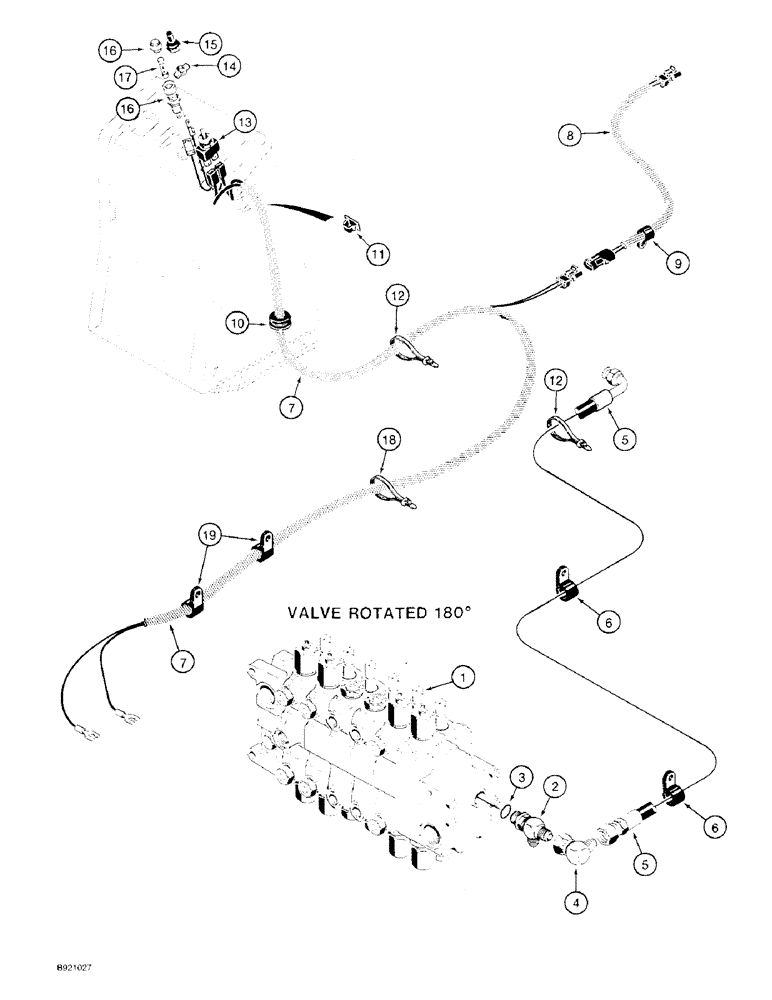 Схема запчастей Case 580SK - (8-056) - BACKHOE BOOM LOCK HYDRAULIC AND ELECTRICAL CIRCUIT, AT CONTROL TOWER AND BACKHOE VALVE (08) - HYDRAULICS