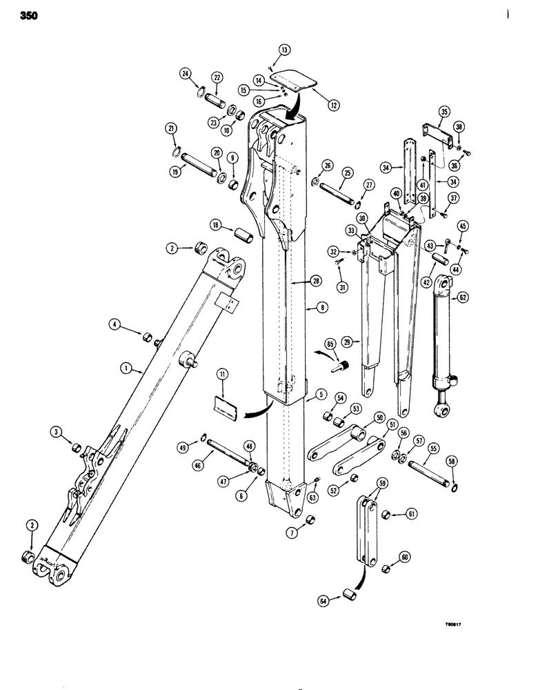 Схема запчастей Case 680G - (350) - EXTENDABLE DIPPER AND RELATED PARTS (09) - CHASSIS/ATTACHMENTS