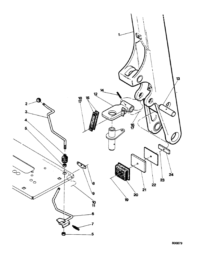 Схема запчастей Case 580G - (388) - AXIAL BACKHOE - BOOM LATCH (09) - CHASSIS/ATTACHMENTS
