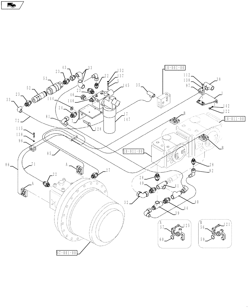 Схема запчастей Case SR20 - (10-003-00[01]) - HYDRAULIC CIRCUIT, TRAVEL - DRUM (07) - HYDRAULIC SYSTEM