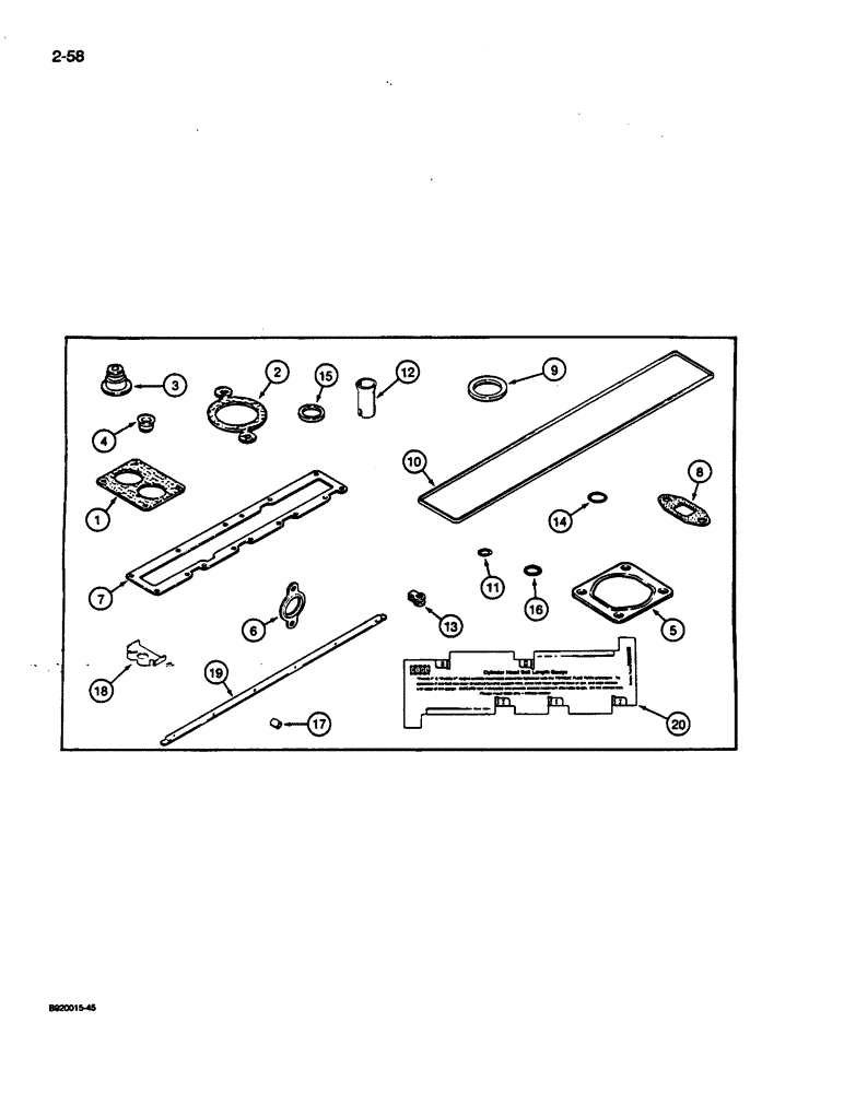 Схема запчастей Case 1187C - (2-58) - GASKET KITS, 6T-830 ENGINE, VALVE GRIND (02) - ENGINE