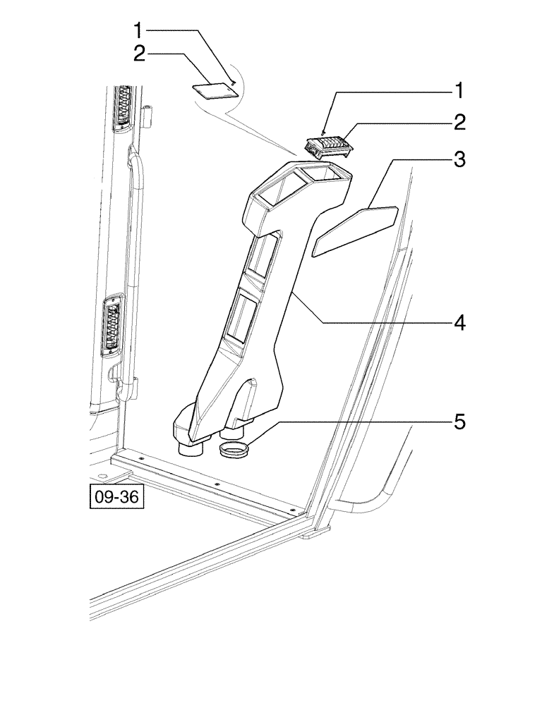 Схема запчастей Case 885B AWD - (09-45[01]) - CAB, CENTRAL AIR DUCT (09) - CHASSIS/ATTACHMENTS