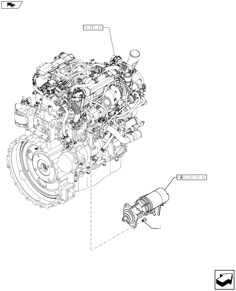 Схема запчастей Case 590SN - (55.201.01[01]) - STARTER (55) - ELECTRICAL SYSTEMS