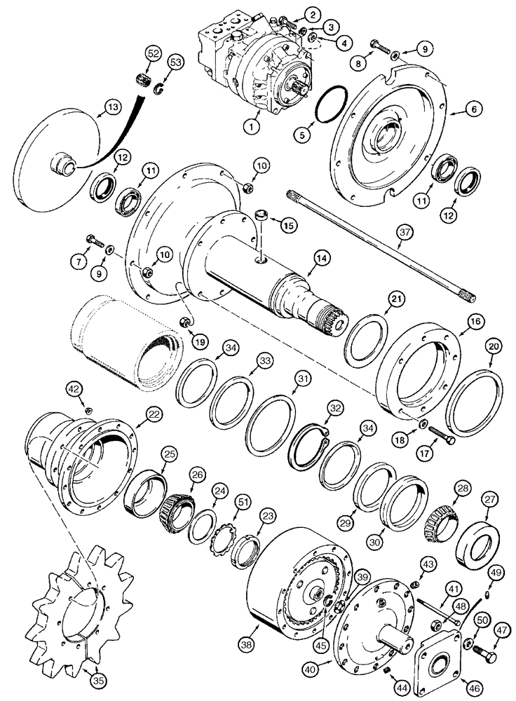 Схема запчастей Case 960 - (09-23) - MOUNTING DRIVE LINE (09) - CHASSIS