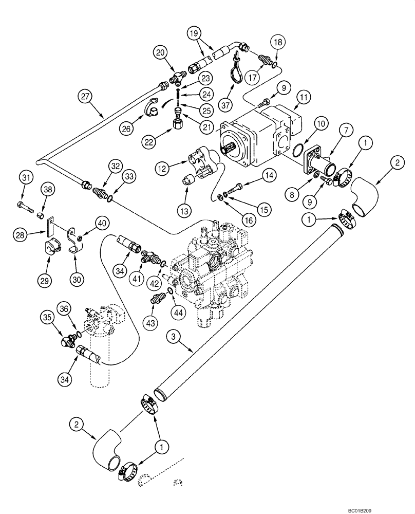 Схема запчастей Case 570MXT - (08-01) - HYDRAULICS - PUMP, FILTER AND LOADER VALVE (MODELS WITHOUT HUSCO LOADER VALVE) (08) - HYDRAULICS