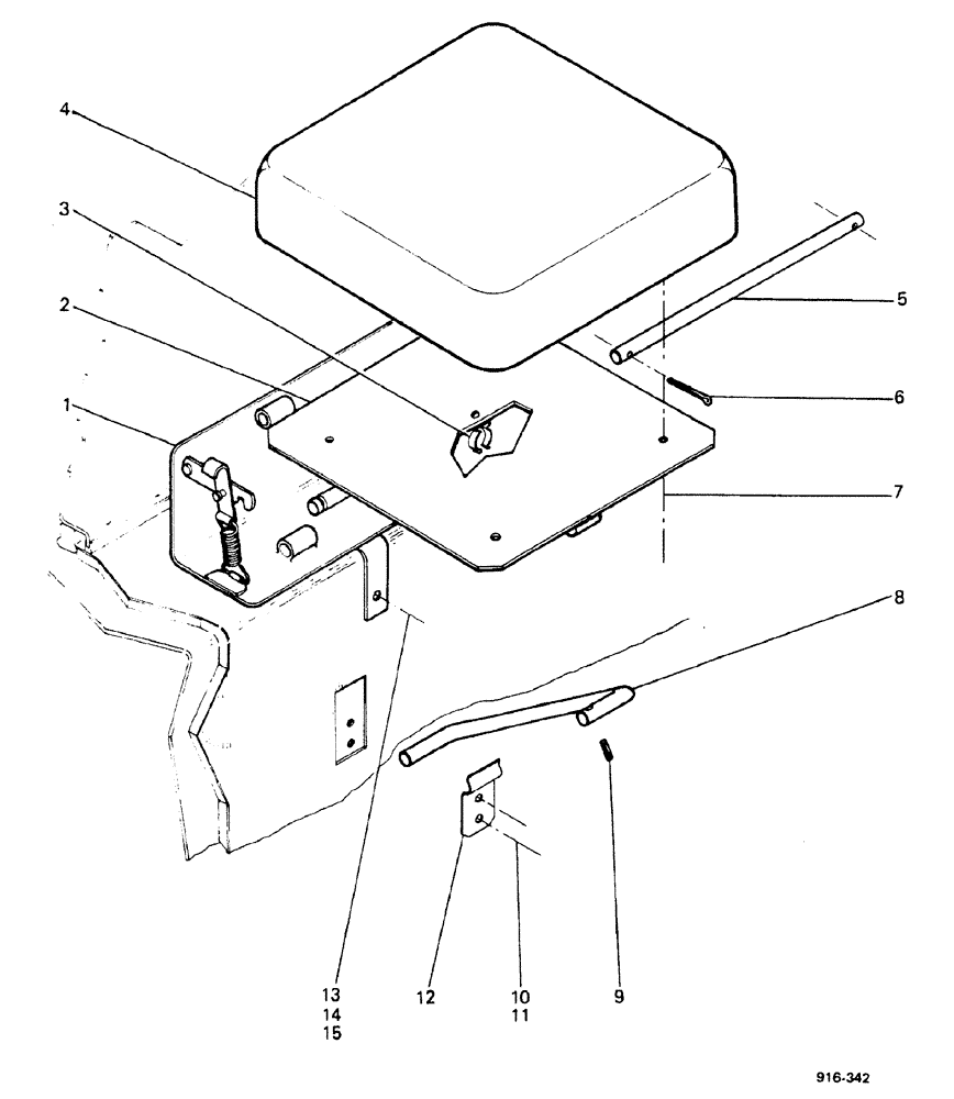 Схема запчастей Case 580F - (332) - FLAP SEAT (90) - PLATFORM, CAB, BODYWORK AND DECALS
