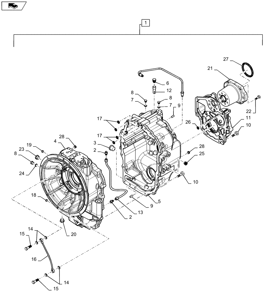 Схема запчастей Case 586H - (21.111.01[02]) - TRANSMISSION HOUSING 4WD (21) - TRANSMISSION