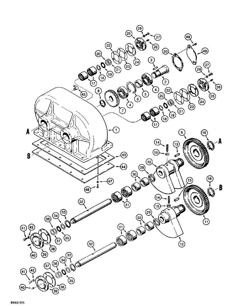 Схема запчастей Case 560 - (9-122) - PLOW GEARBOX ASSEMBLY - H563619, P75 PLOW (09) - CHASSIS/ATTACHMENTS