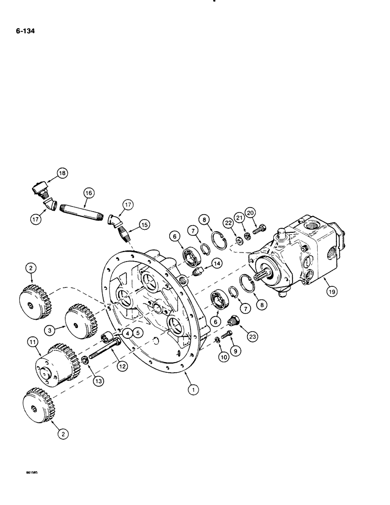 Схема запчастей Case DH4B - (6-134) - PUMP DRIVE (06) - POWER TRAIN