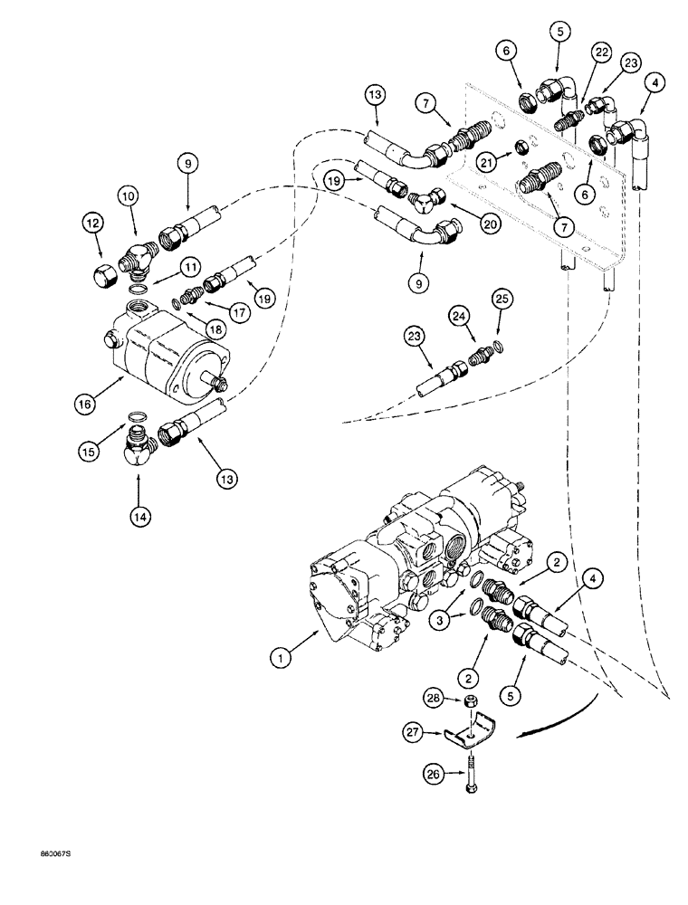 Схема запчастей Case 760 - (08-088) - CENTERLINE TRENCHER DRIVE HYDRAULIC CIRCUIT (35) - HYDRAULIC SYSTEMS