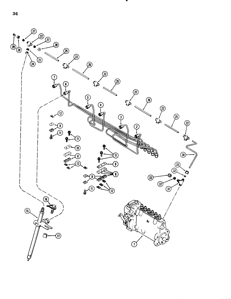 Схема запчастей Case W20 - (036) - FUEL INJECTION SYSTEM, (401 BD) DIESEL ENGINE (03) - FUEL SYSTEM