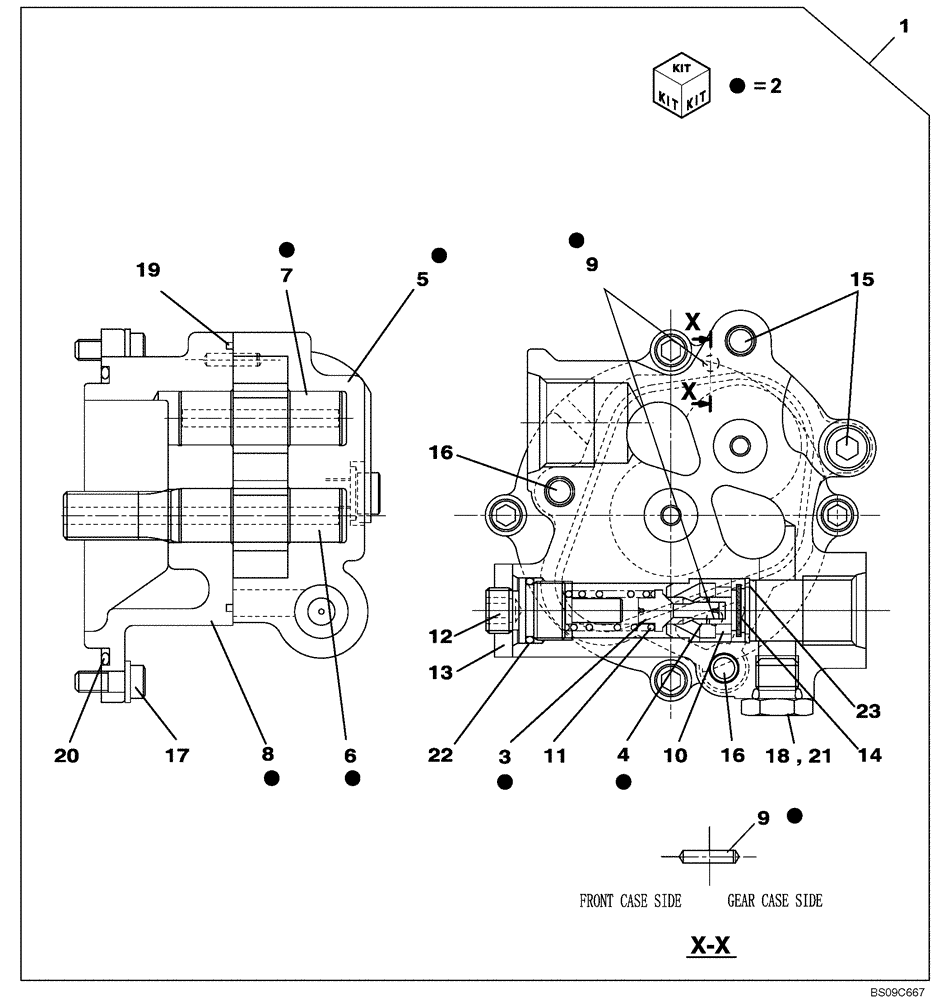 Схема запчастей Case CX135SR - (08-92[04]) - HIGH PRESSURE PUMP - GEAR PUMP (08) - HYDRAULICS