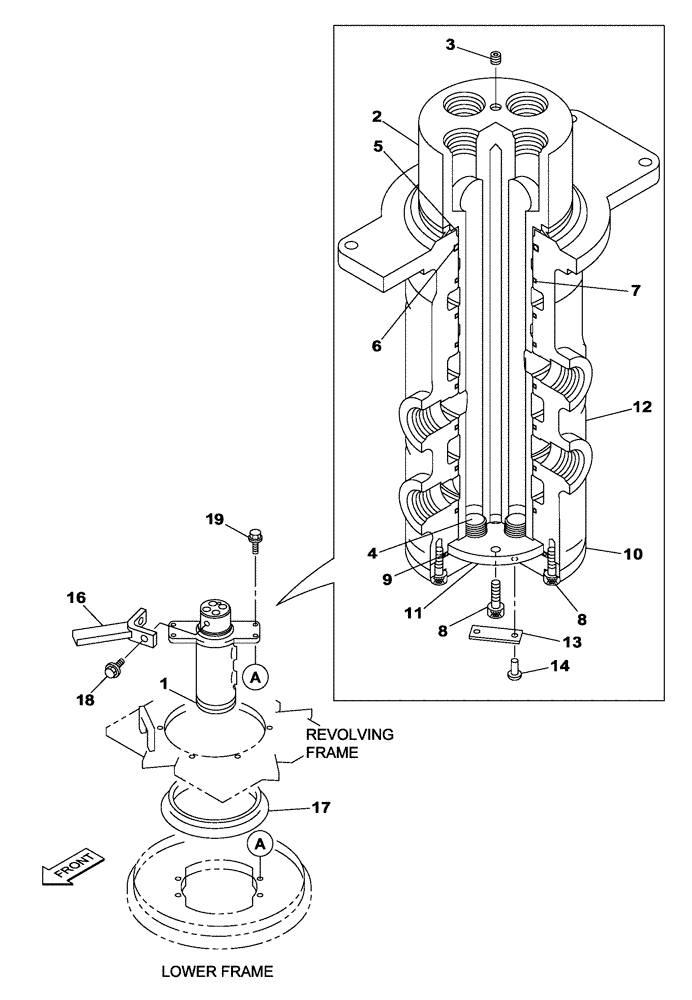 Схема запчастей Case CX210C LR - (35.354.01) - SWING JOINT (35) - HYDRAULIC SYSTEMS