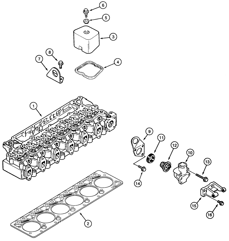 Схема запчастей Case 1150H - (02-15) - CYLINDER HEAD - COVER (02) - ENGINE