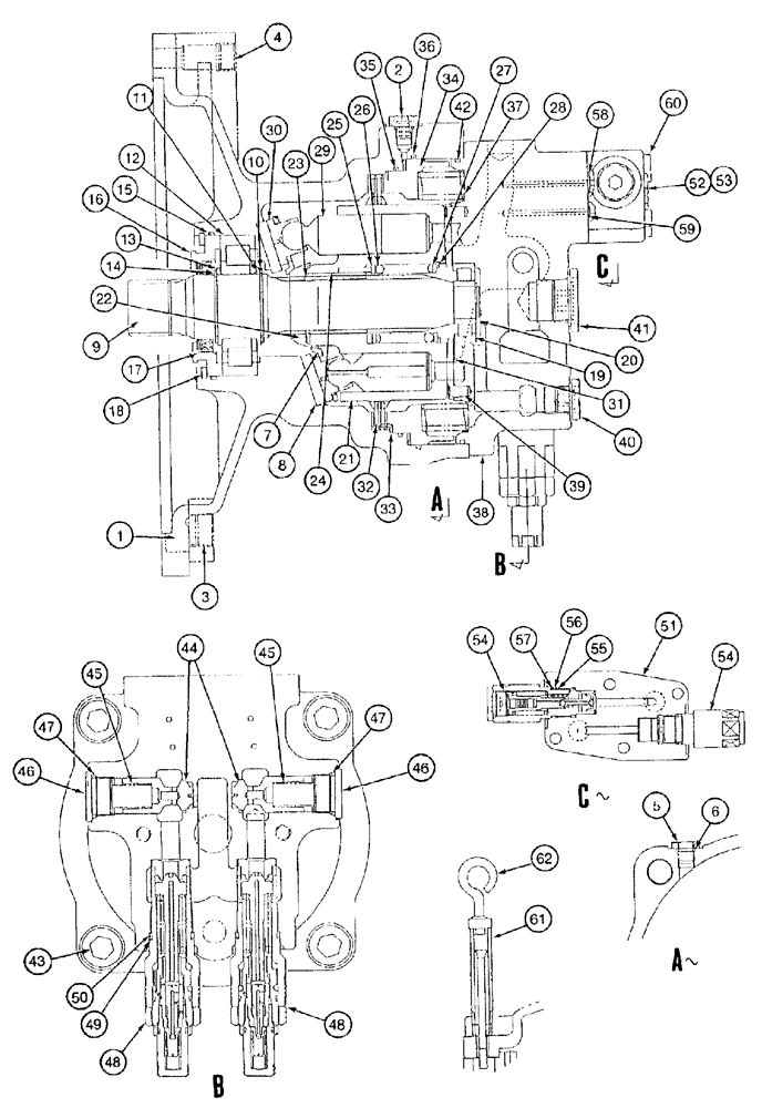 Схема запчастей Case 9050B - (8-202) - 162100A1 SWING MOTOR ASSEMBLY (08) - HYDRAULICS