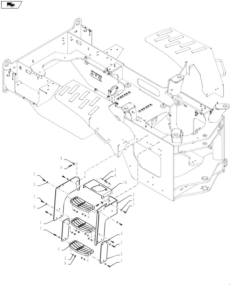 Схема запчастей Case 621F - (90.116.06) - RIGHT HAND STEP INSTALLATION (90) - PLATFORM, CAB, BODYWORK AND DECALS