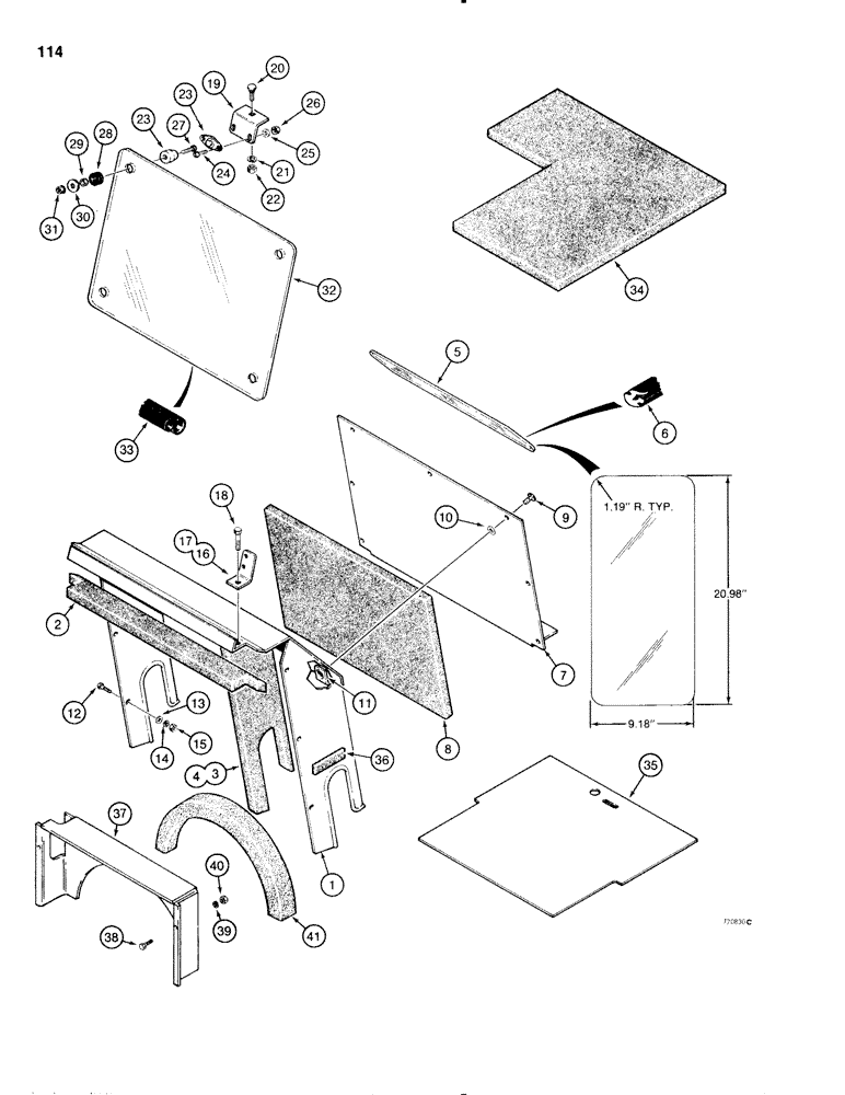 Схема запчастей Case 1816C - (114) - NOISE CONTROL PARTS, SHEET METAL, PADS, AND WINDOWS (09) - CHASSIS/ATTACHMENTS