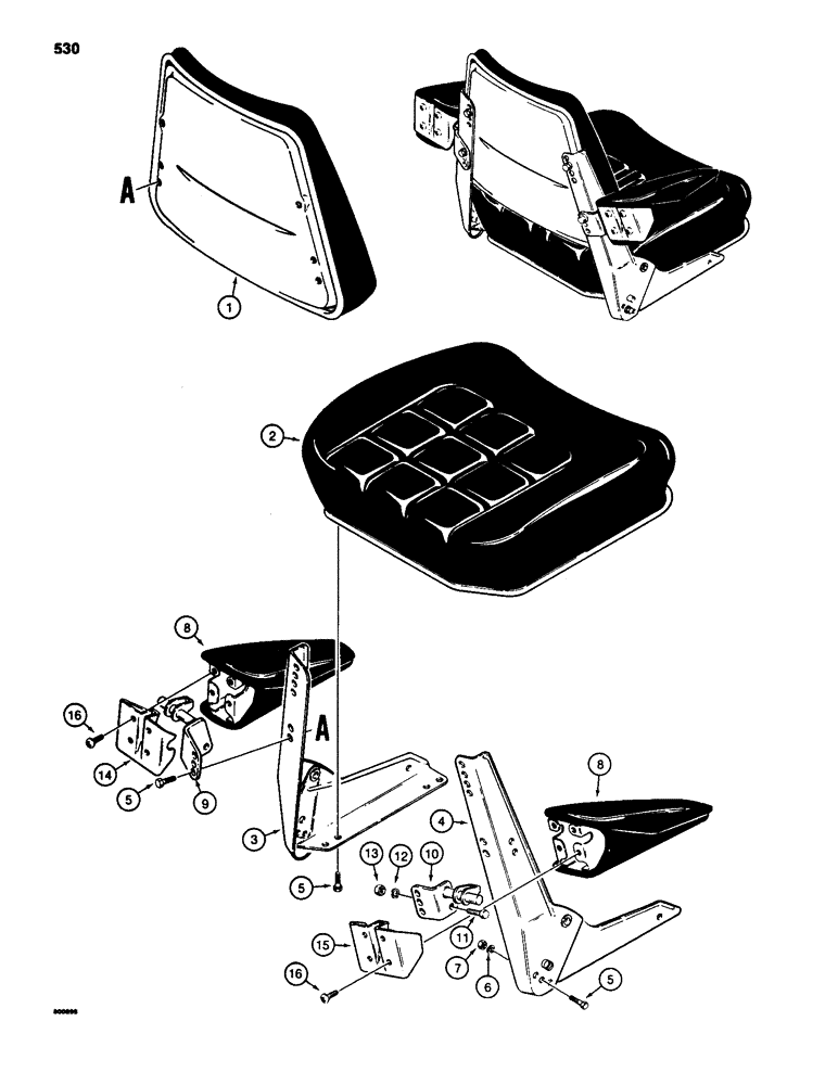 Схема запчастей Case 580SD - (530) - D81519 STANDARD SEAT AND ARMRESTS (09) - CHASSIS/ATTACHMENTS